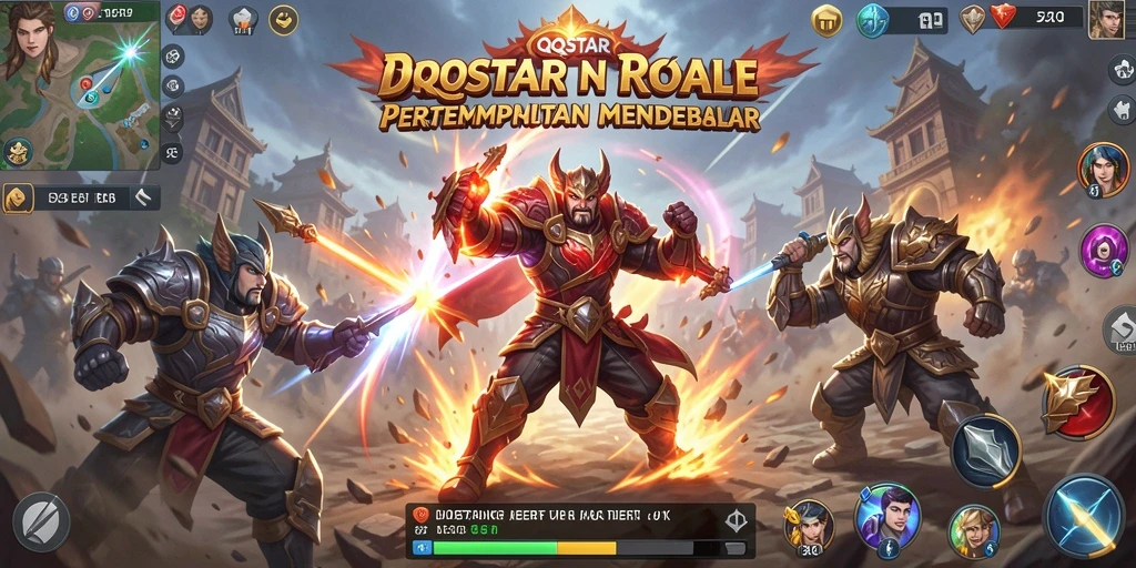 Tampilan aksi mendebarkan dalam gameplay QQSTAR Battle Royale.
