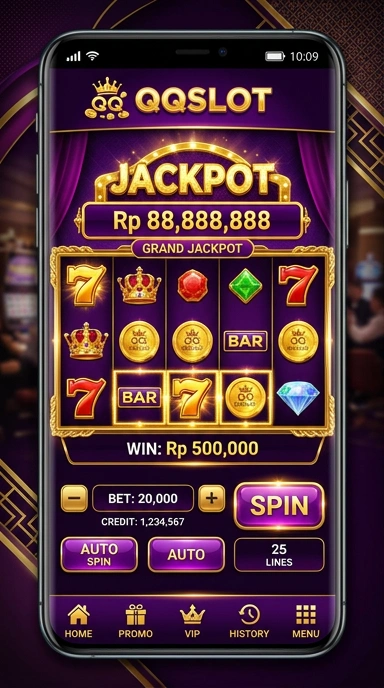 Tampilan utama aplikasi qqslot dengan menu navigasi yang jelas.